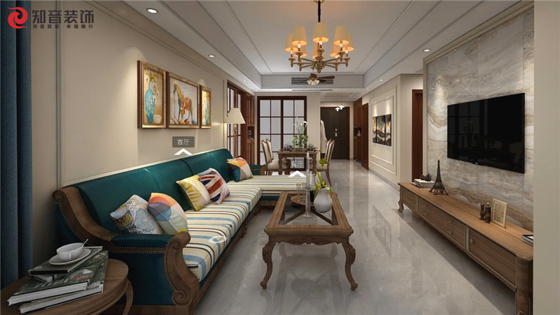 時(shí)代公館92平小美風(fēng)格VR全景效果圖